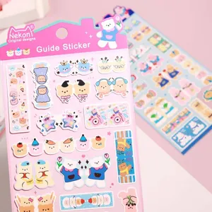 Nekoni cute cartoon bear guide stickers, decorative planner sticky notes for journaling.