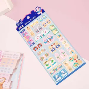 Cute animal index stickers, cartoon rabbit and bear planner sticky tabs for journaling and books.