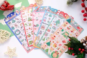 NEKONI Christmas Cute Animal Sticker Detail, Waterproof PVC Laser Flakes for Journal & Phone