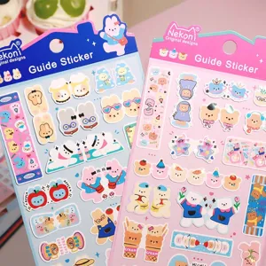 Cute cartoon animal sticker sheet set for journaling, notes, and DIY planners decoration.