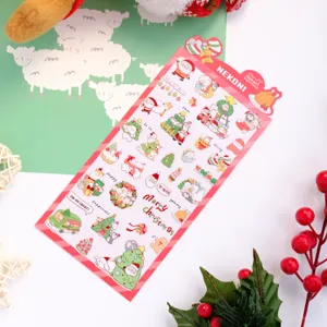 NEKONI Christmas Cute Animal PVC Laser Waterproof Journal Stickers for Phone and DIY Decor 1pc