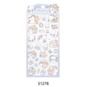 Cute Nekoni Blueberry sticker sheet, PVC decorative journal stickers for DIY crafts.