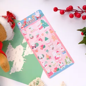 NEKONI Christmas Cute Rabbit Laser Glitter Waterproof PVC Decorative Diary Planner Stickers