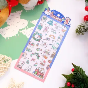 Christmas animal PVC stickers, waterproof laser glitter cute planner decals for crafts.