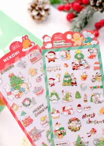 NEKONI Christmas sticker sheets cute animal santa puffy PVC waterproof decals for journaling