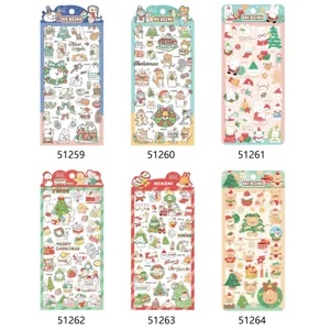 NEKONI Christmas Animal PVC Waterproof Laser Glitter Stickers for Journaling Phone Case