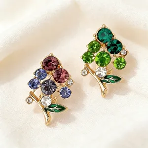 Light Luxury Grape Fruit Brooch Pin Zinc Alloy Colorful Rhinestone Enamel Brooches For Women Banquet Party Jewelry Gift