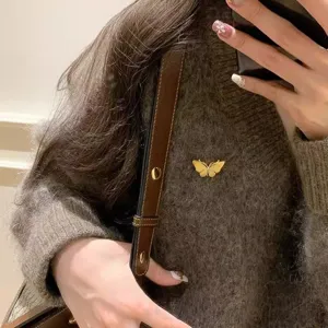 Exquisite Gold Butterfly Brooch Elegant Rhinestone Animal Lapel Pin Fashion Alloy Jewelry Accessory Gift For Women