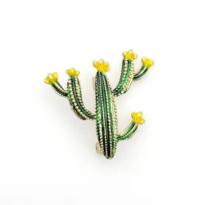 Details of cute cactus enamel brooch zinc alloy lapel pin for suit women fashion jewelry