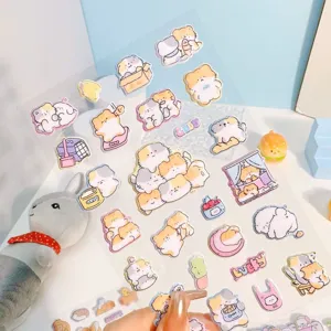 Cute 3D puffy animal stickers laser foam decal for journaling scrapbooking decoration.