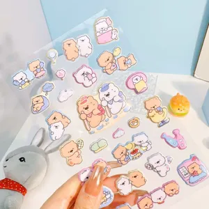 Cute 3D puffy cartoon bear stickers for journaling, scrapbooking, and DIY craft decoration.