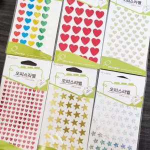 Autocollants pailletes de coeur et d etoile colores creatifs pour telephone et journal