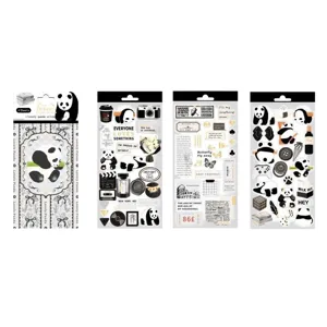 NEKONI livre d'autocollants panda mignon 4 feuilles, autocollants décoratifs pour journal intime.