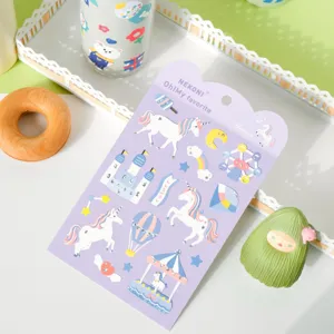 Jolie feuille d'autocollants décoratifs licorne imperméable autocollant papeterie planificateur