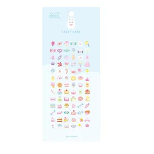 Cute Candy Land decorative sticker sheet featuring mini cartoon animal and sweet candy designs.