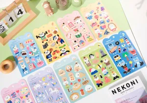 Ensemble d'autocollants décoratifs étanches panda lapin chien de dessin animé mignon pour tablette