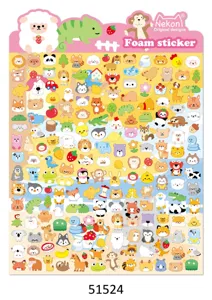 Cute mini animal foam stickers cartoon panda dog waterproof decal for phone water cup decor