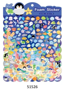 Cute sea world foam sticker sheet, mini marine animal designs for phone cup decor