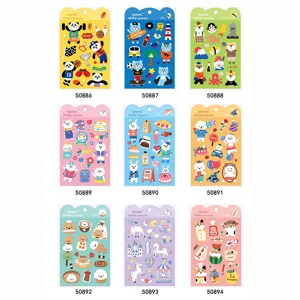 Autocollants mignons d'animaux imperméables décoratifs pour téléphone et journal 9pcs