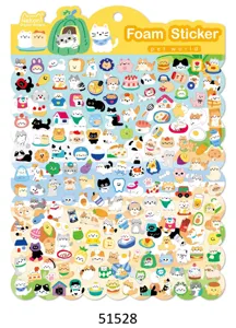 Cute cartoon cat foam stickers set mini pet world decorative decals for phone water cup