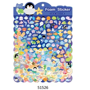 Cute marine world foam stickers set, adorable animal mini stickers for phone and water bottle decor.