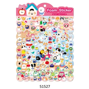 Cute cartoon animal foam stickers for phone and water cup decoration, colorful DIY sticker sheet.