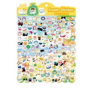 Cute cartoon cat foam stickers sheet, mini decorative stickers for phone, water bottle, and crafts.