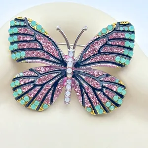 Fashion Alloy Butterfly Brooch Pin Rhinestone Enamel Insect Collar Pins Clothing Accessories Jewelry Gifts For Women Men