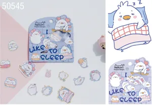 Cute sleeping duck laser sticker detail view, perfect for journaling and daily decoration.