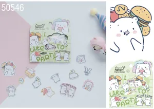 Cute Nekoni bear decorative laser stickers for journaling and scrapbooking, 36 pieces.