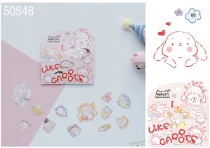 Cute Nekoni rabbit laser stickers set, 36 pieces decorative journal stationery for DIY crafts.