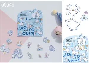 Detailed view of Nekoni cute goose theme laser stickers, 36pcs decorative planner decals.