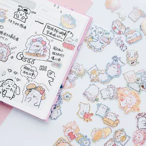 Cute animal laser stickers, decorative cartoon planner stickers for journaling, DIY crafts.