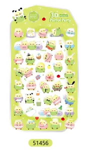 Cute 3D puffy cartoon parrot party sticker sheet for DIY decorative stationery items