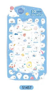 Cute 3D embossed seal stickers sheet for phone, journal, water cup DIY decoration.