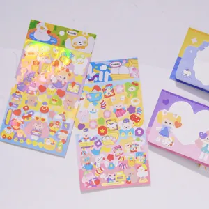 Jolis autocollants en papier décoratifs et blocs-notes série Kirakoko en rose et bleu pour journaux.