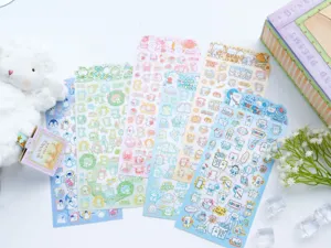 Cute cartoon animal stickers pack, decorative journaling stickers and planner supplies.