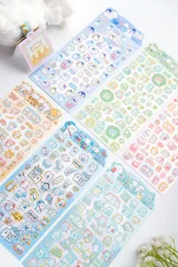 Cute cartoon animal decorative sticker sheets for journaling and DIY crafts, detailed view.