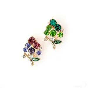 Gold-tone crystal rhinestone grape brooch set, sweet fruit pin jewelry for women and girls.