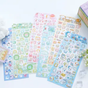 Cute cartoon animal stickers set, decorative planner stickers with rabbit, cat, bear and penguin.