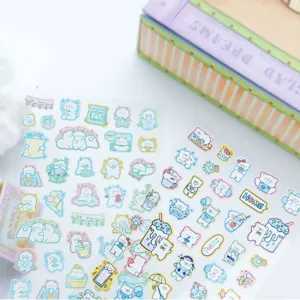 Cute cartoon animal transparent decorative stickers for journal and DIY planner crafts