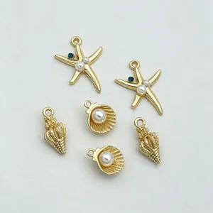 Ocean shell starfish metal charms DIY pendant for handmade necklace bracelet jewelry