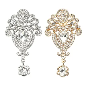 Vintage crystal rhinestone brooch elegant baroque lapel pin fashion jewelry accessory