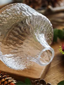 Klares Glasvase mit Gletscherstruktur, ideal für Hydrokulturpflanzen und Blumenarrangements.