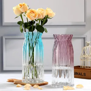 Modern minimalist transparent glass vase for hydroponic plants flowers living room home decor item