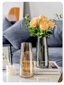 Skandinavische minimalistische Glasvase für Blumenarrangements und Dekoration transparent.
