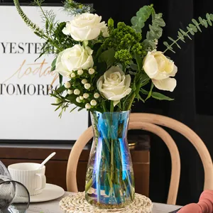 Nordic iridescent glass vase clear tabletop flower arrangement home decor floral ornament