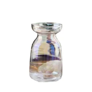 Nordic minimalist iridescent glass vase for fresh and dry flowers home living room decor