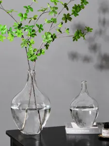 Transparente Glasvase skandinavische bauchige Blumenvasen fur elegante Wohnzimmer Dekoration