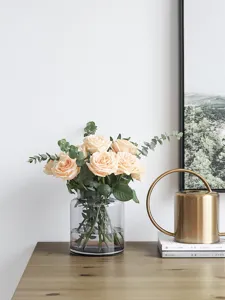 Nordic Minimalist Transparent Glass Vase Modern Geometric Home Decorative Flower Arrangement Vase Tabletop Ornament